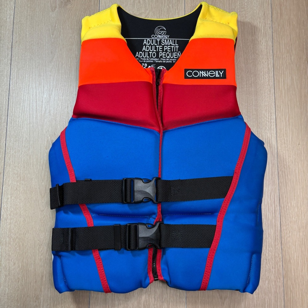 Connelly Neoprene Life Vest Jacket Adult Small Blue Red Orange Water Sports